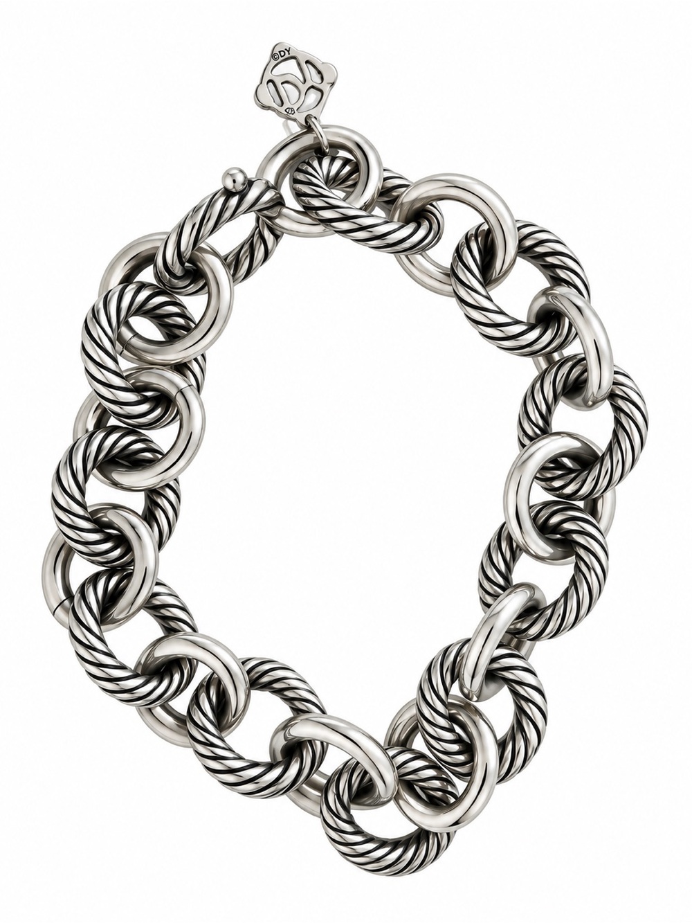 David Yurman Sterling Silver Twisted Link Bracelet - Silver